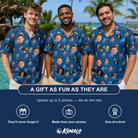 Friends in matching Men's Patio Perch Custom Face Hawaiian Shirt — a group gift photo