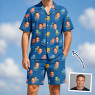 Man wearing Men's Patio Perch Custom Face Shirt & Shorts Set — custom faces printed all-over