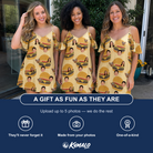 Friends in matching Women's Patty Potluck Custom Face Off-Shoulder Dress — a group gift photo