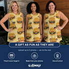 Friends in matching Women's Patty Potluck Custom Face Tank Dress — a group gift photo