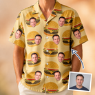 Man wearing Men's Patty Potluck Custom Face Hawaiian Shirt — custom faces printed all-over