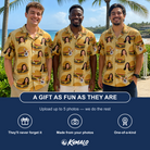 Friends in matching Men's Patty Potluck Custom Face Hawaiian Shirt — a group gift photo