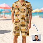 Man wearing Men's Patty Potluck Custom Face Shirt & Shorts Set — custom faces printed all-over
