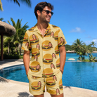 Real-life photo of someone wearing Men's Patty Potluck Custom Face Shirt & Shorts Set — custom faces printed all-over
