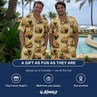 Friends in matching Men's Patty Potluck Custom Face Shirt & Shorts Set — a group gift photo