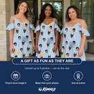 Friends in matching Women's Folded Fellowship Custom Face Off-Shoulder Dress — a group gift photo