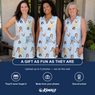 Friends in matching Women's Folded Fellowship Custom Face V-Neck Dress — a group gift photo