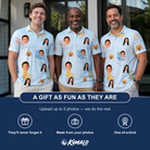 Friends in matching Men's Folded Fellowship Custom Face Polo Shirt — a group gift photo