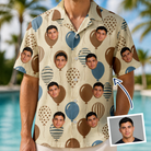 Man wearing Men's Upward Uproar Custom Face Hawaiian Shirt — custom faces printed all-over