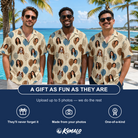 Friends in matching Men's Upward Uproar Custom Face Hawaiian Shirt — a group gift photo