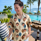 Real-life photo of someone wearing Women's Upward Uproar Custom Face Hawaiian Shirt — custom faces printed all-over
