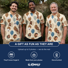 Friends in matching Men's Upward Uproar Custom Face Polo Shirt — a group gift photo