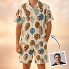 Man wearing Men's Upward Uproar Custom Face Shirt & Shorts Set — custom faces printed all-over