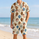 Model wearing Men's Upward Uproar Custom Face Shirt & Shorts Set printed with kids' faces