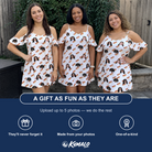 Friends in matching Women's Frank Feast Custom Face Off-Shoulder Dress — a group gift photo