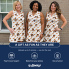 Friends in matching Women's Frank Feast Custom Face V-Neck Dress — a group gift photo