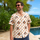 Real-life photo of someone wearing Men's Frank Feast Custom Face Hawaiian Shirt — custom faces printed all-over