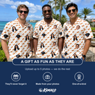 Friends in matching Men's Frank Feast Custom Face Hawaiian Shirt — a group gift photo