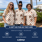 Friends in matching Women's Frank Feast Custom Face Hawaiian Shirt — a group gift photo
