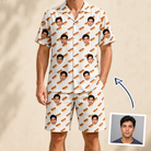 Man wearing Men's Frank Feast Custom Face Shirt & Shorts Set — custom faces printed all-over