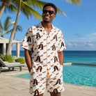 Real-life photo of someone wearing Men's Frank Feast Custom Face Shirt & Shorts Set — custom faces printed all-over