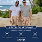 Friends in matching Men's Home Huddle Custom Face Beach Shorts — a group gift photo