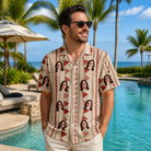 Real-life photo of someone wearing Men's Home Huddle Custom Face Hawaiian Shirt — custom faces printed all-over