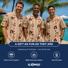 Friends in matching Men's Home Huddle Custom Face Hawaiian Shirt — a group gift photo