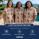 Friends in matching Women's Home Huddle Custom Face Hawaiian Shirt — a group gift photo