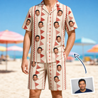 Man wearing Men's Home Huddle Custom Face Shirt & Shorts Set — custom faces printed all-over