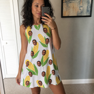 Real-life photo of someone wearing Women's Cob Together Custom Face Tank Dress — custom faces printed all-over