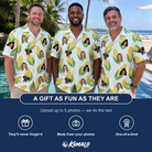 Friends in matching Men's Cob Together Custom Face Hawaiian Shirt — a group gift photo