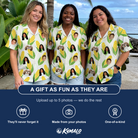 Friends in matching Women's Cob Together Custom Face Hawaiian Shirt — a group gift photo