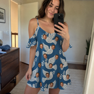 Real-life photo of someone wearing Women's Pearlwing Promise Custom Face Off-Shoulder Dress — custom faces printed all-over