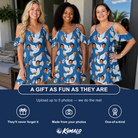 Friends in matching Women's Pearlwing Promise Custom Face Off-Shoulder Dress — a group gift photo