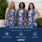 Friends in matching Women's Pearlwing Promise Custom Face V-Neck Dress — a group gift photo
