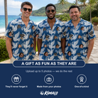 Friends in matching Men's Pearlwing Promise Custom Face Hawaiian Shirt — a group gift photo