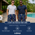 Friends in matching Men's Stringlight Soirée Custom Face Beach Shorts — a group gift photo