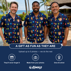 Friends in matching Men's Stringlight Soirée Custom Face Hawaiian Shirt — a group gift photo