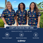 Friends in matching Women's Stringlight Soirée Custom Face Hawaiian Shirt — a group gift photo