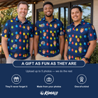 Friends in matching Men's Stringlight Soirée Custom Face Polo Shirt — a group gift photo