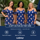 Friends in matching Women's Marzipan Marina Custom Face Off-Shoulder Dress — a group gift photo