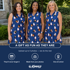 Friends in matching Women's Marzipan Marina Custom Face V-Neck Dress — a group gift photo