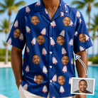 Man wearing Men's Marzipan Marina Custom Face Hawaiian Shirt — custom faces printed all-over