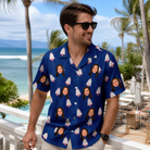 Real-life photo of someone wearing Men's Marzipan Marina Custom Face Hawaiian Shirt — custom faces printed all-over