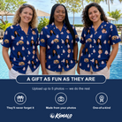 Friends in matching Women's Marzipan Marina Custom Face Hawaiian Shirt — a group gift photo