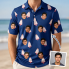 Man wearing Men's Marzipan Marina Custom Face Polo Shirt — custom faces printed all-over