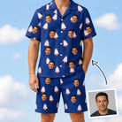 Man wearing Men's Marzipan Marina Custom Face Shirt & Shorts Set — custom faces printed all-over