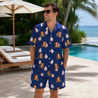 Real-life photo of someone wearing Men's Marzipan Marina Custom Face Shirt & Shorts Set — custom faces printed all-over
