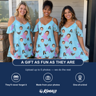 Friends in matching Women's Nautical Nuptials Custom Face Off-Shoulder Dress — a group gift photo